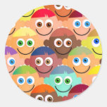 Happy Crowd Round Stickers