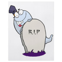 happy cute ghost and tombstone for halloween full color flyer