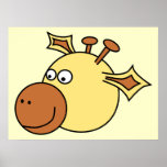 Happy Cute Giraffe. Cartoon Animal. Poster