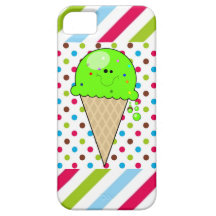 happy cute kawaii lime ice cream cone dots stripes iPhone 5 case