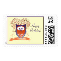 Happy Cute Whimsical Owl Custom postage stamps stamps