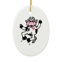 Happy Dancing Cow Christmas Ornaments