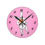 Happy Dancing Cute Cartoon White Rabbit Bunny Wallclock