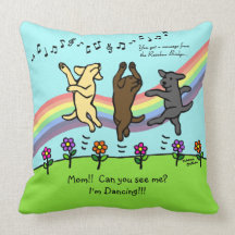 Happy Dancing Labrador Trio at the Rainbow Bridge Pillows