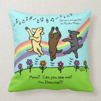 Happy Dancing Labrador Trio at the Rainbow Bridge Pillows