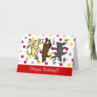 Happy Dancing Labrador Trio Cartoon Cards