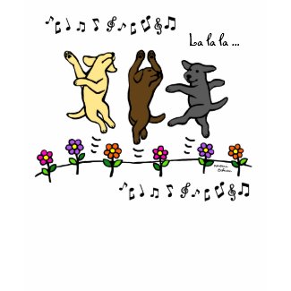 Happy Dancing Labrador Trio Cartoon Flowers shirt