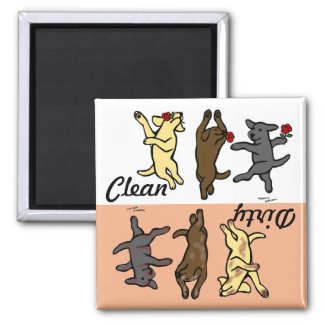 Happy Dancing Labradors Clean / Dirty Fridge Magnet