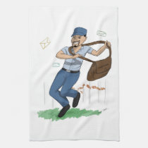 Happy Dancing Postman/Mailman Kitchen Towel kitchen towels