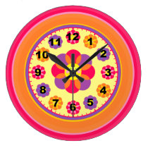 Happy Days Smiley Flower Girls Clock with Numbers