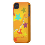Happy Dinosaur Stars customizable name Matthew iPhone 4 Cases