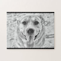 Happy Dog face jigsaw puzzle puzzles