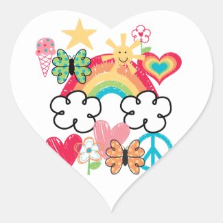 Happy Doodles Heart Sticker