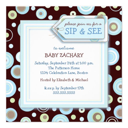 Happy Dot Sip and See New Baby Welcome Invitation
