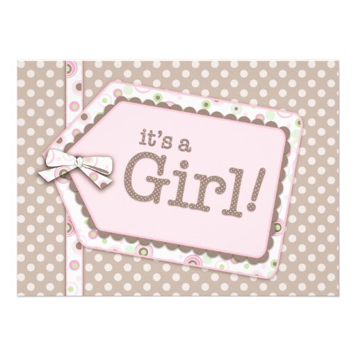Happy Dots Tag Girl Baby Shower Invitation