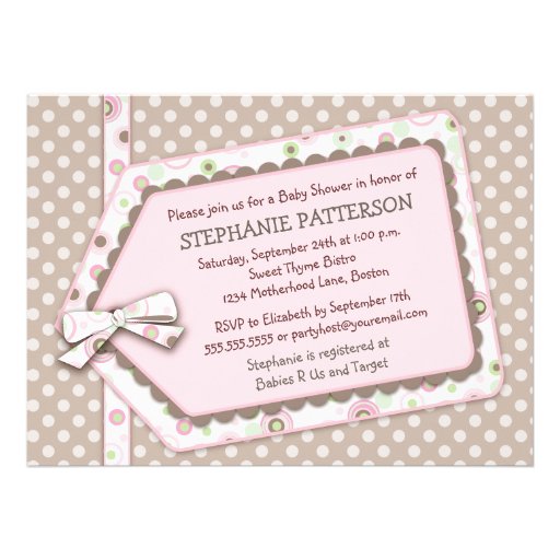 Happy Dots Tag Girl Baby Shower Invitation