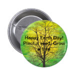 Happy Earth Day Round Button - Green Tree buttons
