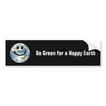 Happy Earth smiley face Bumper Stickers