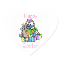 Happy Easter (7) Heart Stickers