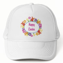 Happy Easter  and Gifts, Floral Border hats