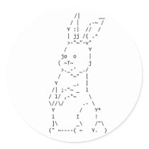 Happy Easter ASCII Bunny Art Sticker