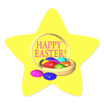 Happy Easter Basket Star Stickers