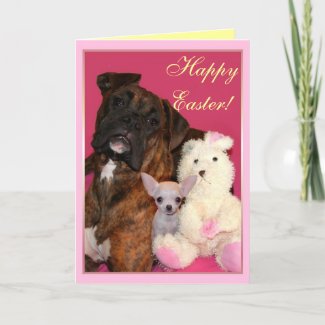 Happy Easter Boxer and Chihuahua greeting card card