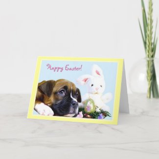 Happy Easter Boxer puppy greeting card card