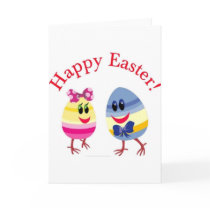 Happy Easter Boy And Girl Egg Card