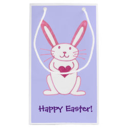 Happy Easter Bunny Rabbit with Heart Gift Bags Small Gift Bag