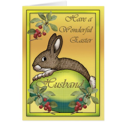 happy-easter-bunny-with-egg-for-husband-greeting-card-zazzle