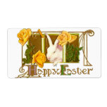 Happy Easter Bunny with Yellow Roses Shipping Labels