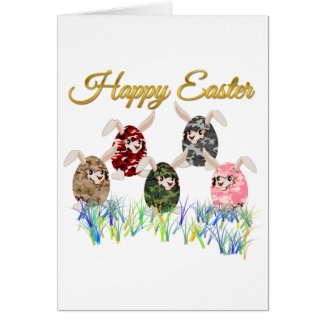 Happy Easter Camouflage Chocolate Bunny Egg Hunt Greeting Card