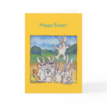 Happy Easter Cartoon Bunnies Greeting Cards