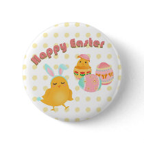 Happy Easter Chich Bunny Design Botton buttons