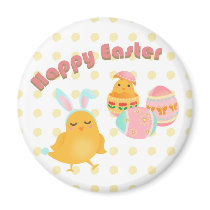 Happy Easter Chick Bunny Design Magnet
