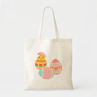 Happy Easter Chick Easter Egg Tote Bags