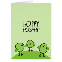 happy easter chicks green Card cards