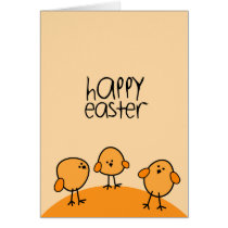 happy easter chicks orange Card cards