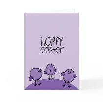 happy easter chicks purple Card cards