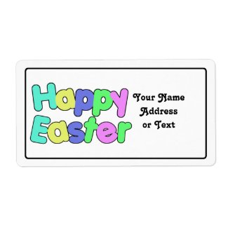 Happy Easter Colorful Text Design label