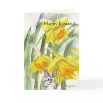 Happy Easter Daffodils Rabbit Card by zooogle Happy Easter Daffodils Rabbit Card