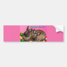 Happy Easter Easter Bunnies With Easter Eggs Bumper Stickers