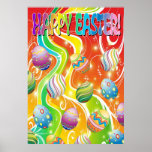 Happy Easter Eggs Ornamental Design Poster