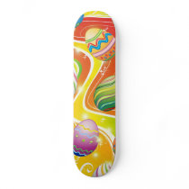 Happy Easter Eggs Ornamental Design Skateboard Deck