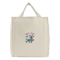 Happy Easter Embroidered Butterfly Tote Bag embroidered bags