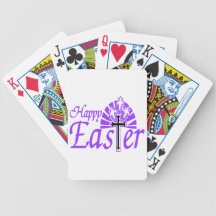 Happy Easter Flowers & Cross Playing Cards