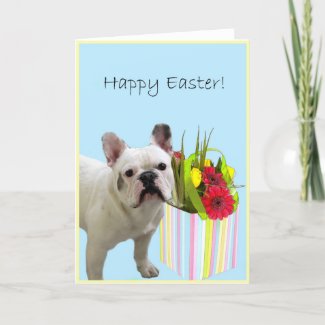 Happy Easter French bulldog greeting card card
