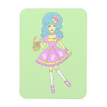 Happy Easter Girl Green Flexible Magnets