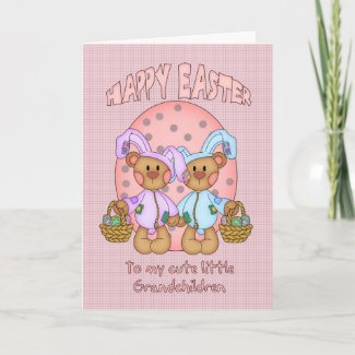 Happy Easter - Grandchildren - Cute Teddy Bear In card